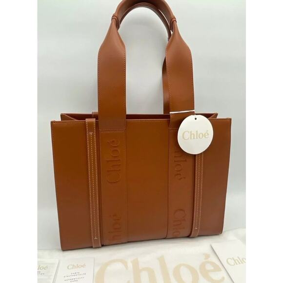 $2K NEW CHLOE MEDIUM WOODY BROWN LEATHER TOTE BAG NWT AUTHENTIC! - Picture 1 of 15